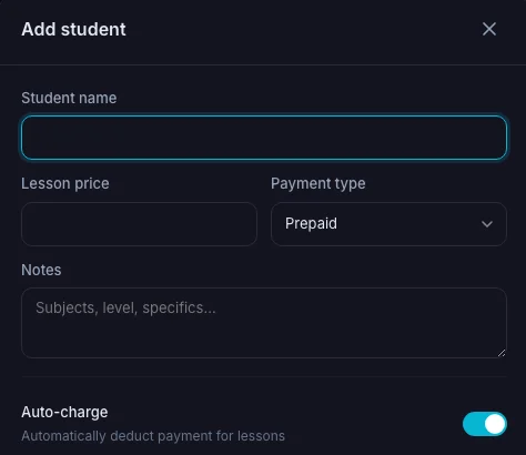 Add student form in TeachersFlow